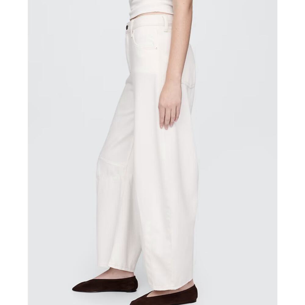 GAP Horseshoe High Rise Wide Leg Jeans Women’s 29 8T Ivory Lyocell - Picture 2 of 8
